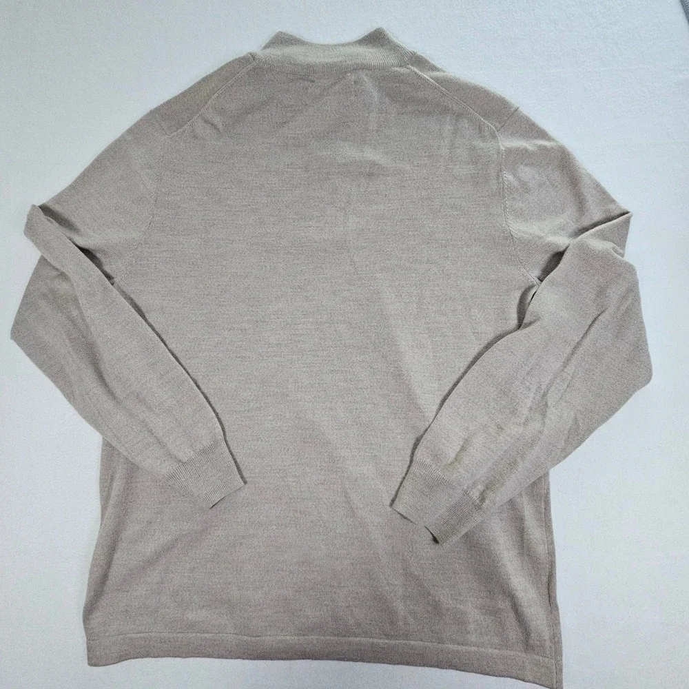 Joseph Abboud Mens 2XLT Extra Fine Merino Wool Quarter‎ Zip Sweater Taupe Tall
